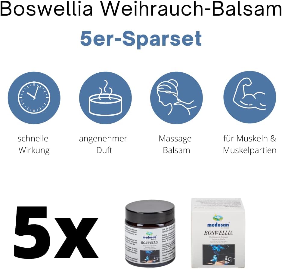 5X Medosan Boswellia Cream for Joint Pain and Swelling | Powerful anti-inflammatory effects for your joints and muscles | Ideal Remedy for Arthritis, Back Pain or General Muscle Pain Conditions | New Size 100ml