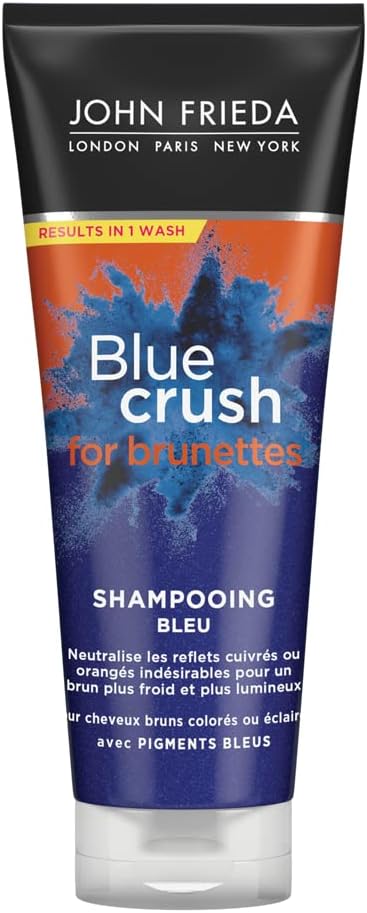 John Frieda Blue Crush Intensive Blue Shampoo 250 ml, Toning Shampoo for Brown Hair, Anti-Brass Shampoo for Brunettes with Crushed Blue Pigments : Amazon.co.uk: Beauty