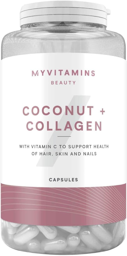 Myvitamins Coconut & Collagen Capsules | Marine Collagen, Coconut Oil & Vitamin C for Skin Hydration, Hair Health & Anti-Ageing Support | 180 Capsules | High-Strength Beauty Supplement : Amazon.co.uk: Health & Personal Care