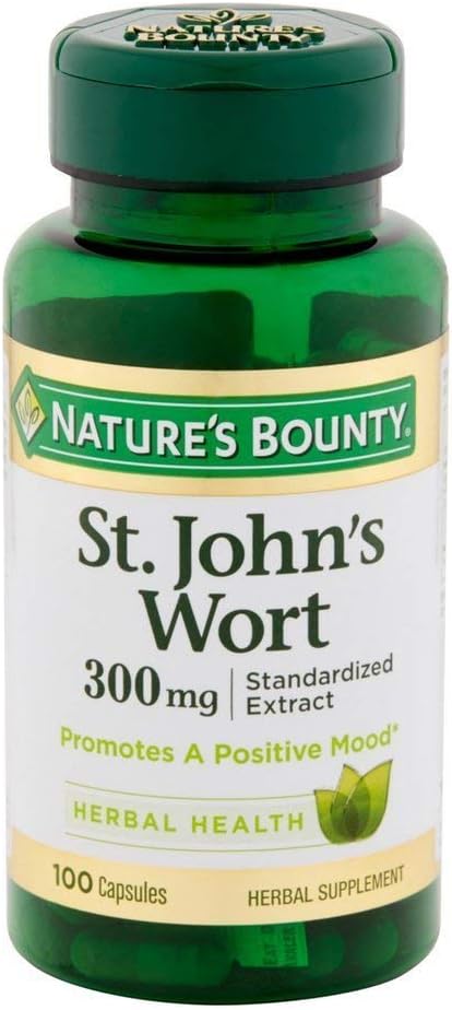 Nature's Bounty St. John's Wort Pills and Herbal Health Supplement, Promotes a Positive Mood, 300 mg Capsules, 100 Count, Pack of 2 : Health & Household