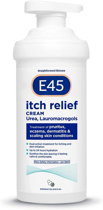 E45 Dermatological Itch Relief Cream, Moisturising Dual Action Treatment For Itchy And Irritated Skin, 500G