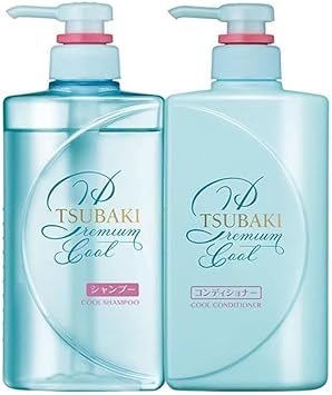 Shiseido Tsubaki Premium Cool & Repair Shampoo And Conditioner Set - Cooling Sensation And Damage Repair, 490 Ml X 2