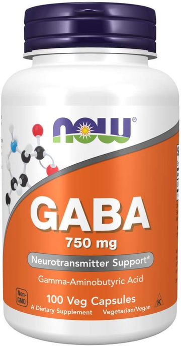 Now Foods Supplements, Gaba (Gamma-Aminobutyric Acid) 750Mg, Neurotransmitter Support*, 100 Veg Capsules