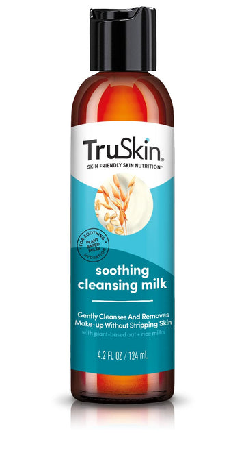 TruSkin Soothing Cleansing Milk - Gentle Facial Cleanser with Rice & Oat Milk, Hyaluronic Acid - Removes Make-Up Without Stripping Sensitive Skin
