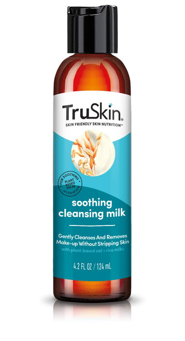 Truskin Soothing Cleansing Milk - Gentle Facial Cleanser With Rice & Oat Milk, Hyaluronic Acid - Removes Make-Up Without Stripping Sensitive Skin