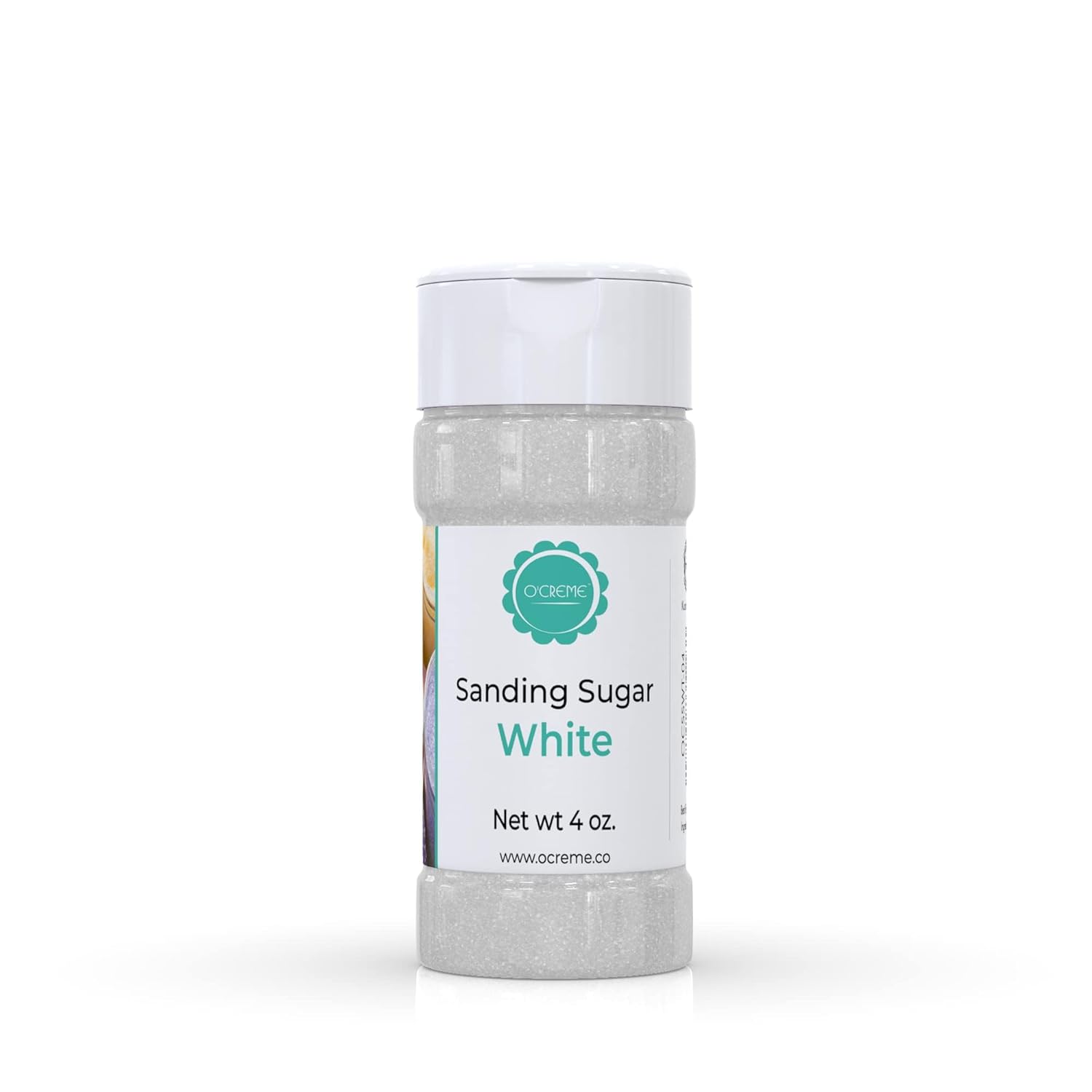 O’Creme Sanding Sugar For Cookie Decorating – Eye-Catching White Sugar Crystals For Unique Cake Toppings – Extra Sugar For Cake Toppings, Cupcakes And Cookies – Ideal Decoration Solution - 4 Ounce, White