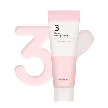 Numbuzin No.3 Velvet Beauty Cream | Facial Makeup Primer, Textured Skin, Poreless Smooth Powdery Finish, Niacinamide, | Korean Skin Care, 2.02 Fl Oz