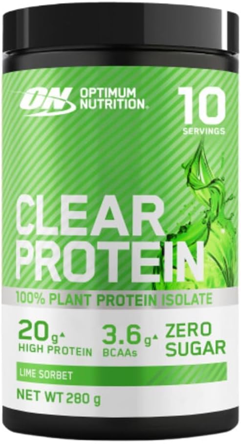 Optimum Nutrition Clear Protein 100% Plant Protein Isolate, Vegan And Sugar-Free High Protein Powder With Bcaas, Made From Pea Protein Isolate, Muscle Support & Repair, Juicy Peach, 10 Servings, 280 G