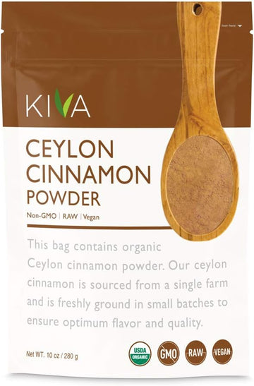 Kiva Organic Ceylon Cinnamon Powder, Pure Ceylon Cinnamon From Sri Lanka - 10 Oz | Vegan, Non-Gmo, Usda Organic, Raw, Gluten-Free, Support Healthy Heart And Blood Sugar Levels, Reduced Joint Pain