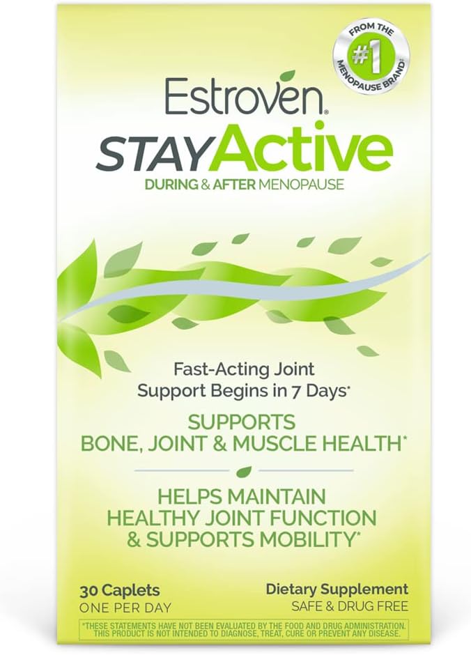 Estroven Stay Active, Fast-Acting Joint Support in Less Than 7 Days for During and After Menopause, Supports Bone, Joint & Muscle Health*, Non-GMO, 30 Count