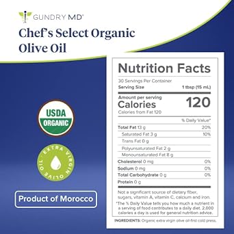 Gundry MD® Chef's Select Organic Extra Virgin Olive Oil, First Cold Press : Grocery & Gourmet Food