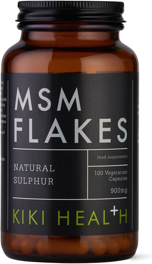 Kiki Health Natural Msm Flakes Minerals Capsules - Pure Natural Sulphur For Joints, Skin, Hair & Nails - Gluten-Free & Allergen-Free Msm Supplements - No Additives Easy Formulation - 100 Count