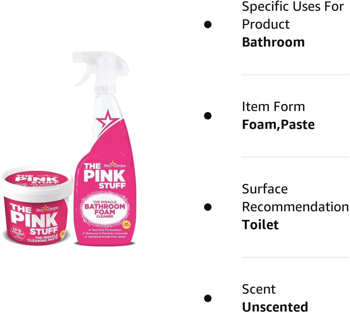 Stardrops - The Pink Stuff - The Miracle Cleaning Paste and Bathroom Foam Cleaner Bundle (1 Cleaning Paste, 1 Bathroom Foam Cleaner) : Health & Household