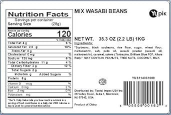 Yupik Wasabi Bean Mix, 2.2 lb, Roasted beans with spicy wasabi seasoning