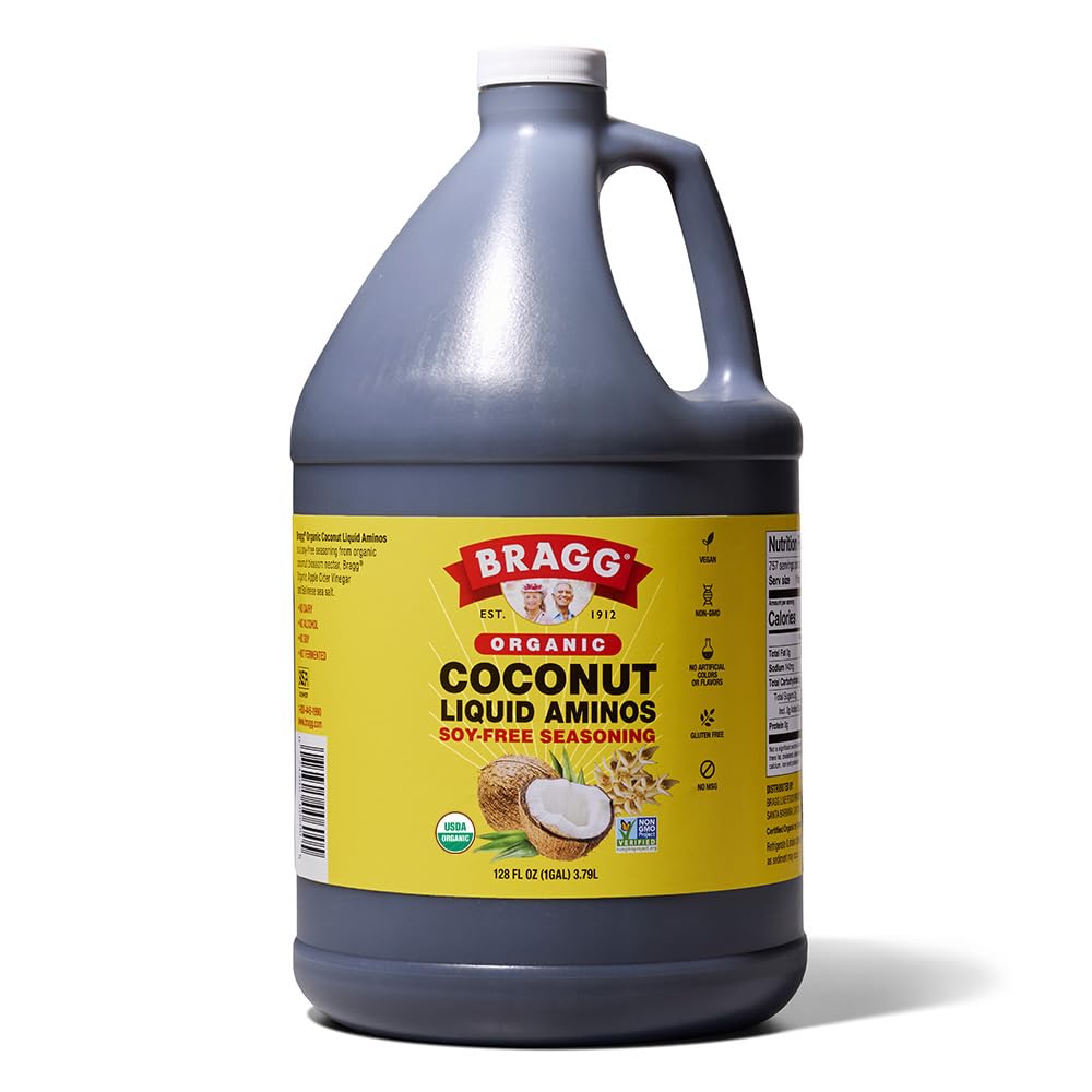 Bragg Organic Coconut Liquid Aminos Seasoning - 10 Fl Oz - Soy-Free Teriyaki Sauce Substitute - Perfect For Cooking At Home