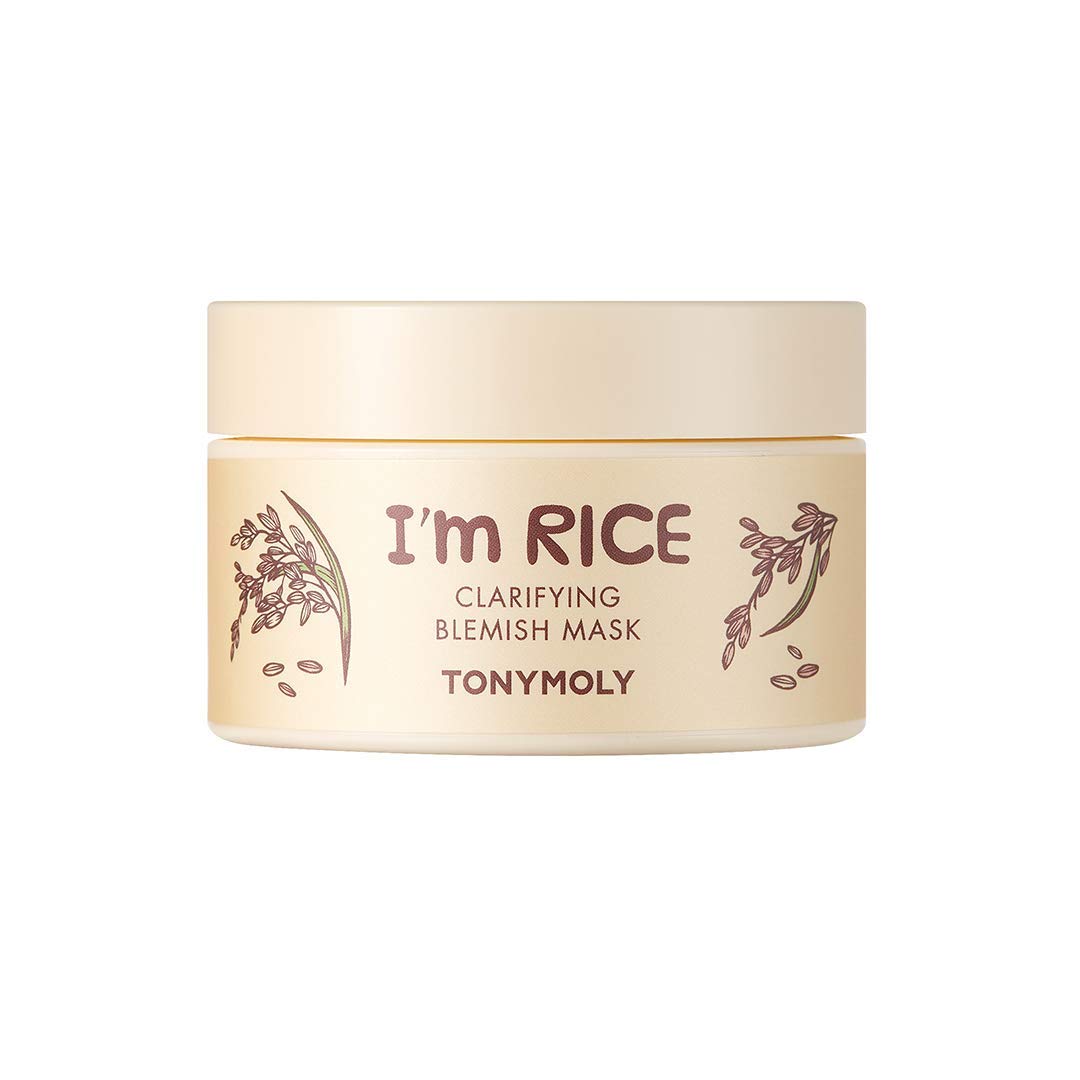 Tonymoly I'M Rice Clarifying Blemish Clay Mask, Facial Mask Detoxifiies, Reduces Redness & Soothes Irritated Skin, Kaolin Clay & Fermented Rice, 100Ml