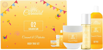 Amour De Carnaval - Golden Sun - Body Trio Set - Caramel & Pistachio - Body Wash 300Ml, Body Mist 100Ml, Body Lotion 240Ml