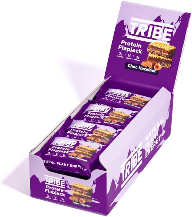 Tribe Protein Flapjacks - Caramel - Great-Tasting Natural Plant Energy - Vegan, Dairy Free & Gluten Free (12 X 50G Bars) (Pack Of 2)