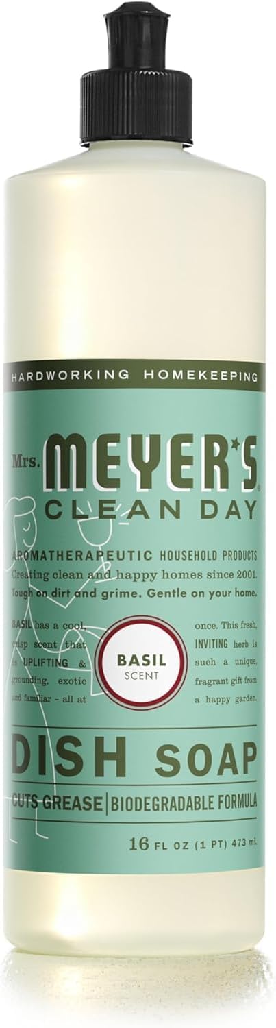 Mrs. Meyer's Dish Soap Basil, 16 Fluid Ounce (Pack of 3)