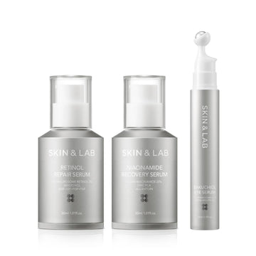 Skin&Lab Vegan Wrinkle Care Set: Includes Retinol Repair Serum, Bakuchiol Eye Serum And Niacinamide Recovery Serum