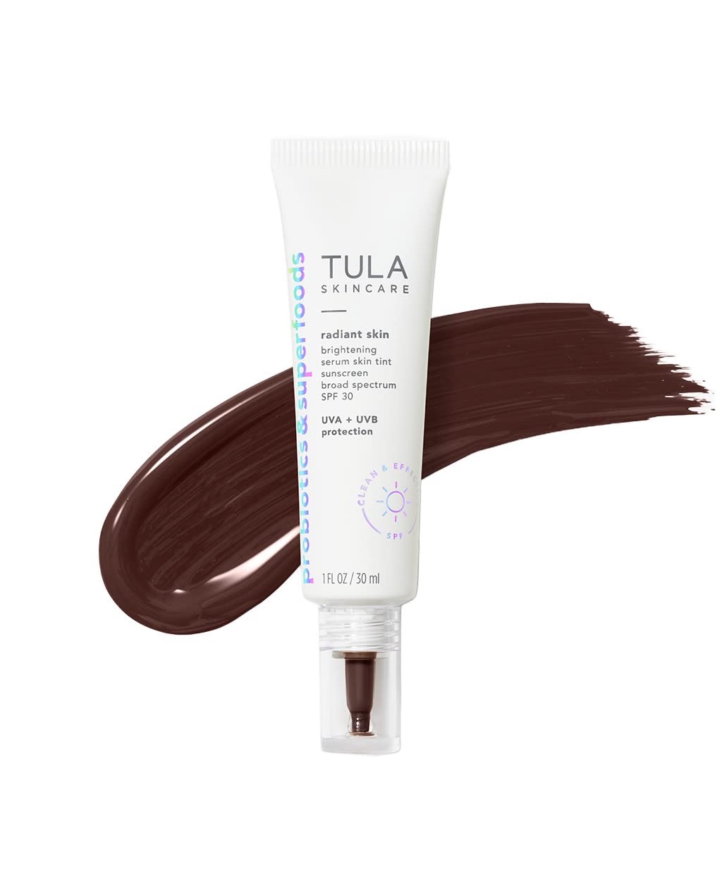 Tula Skin Care Radiant Skin Brightening Serum Skin Tint Spf-Facial Sunscreen Provides Broad Spectrum Spf 30 Protection, Tinted, Serum-Light Formula Brightens And Evens Skin-Shade 29, 1.0 Fl Oz