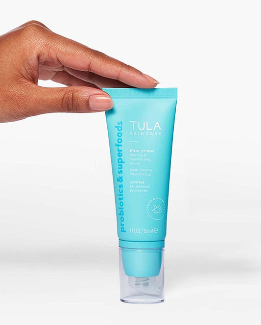 Tula Skin Care Face Filter Blurring And Moisturizing Primer - Sunrise, Evens The Appearance Of Skin Tone & Redness, Hydrates & Improves Makeup Wear, 1Fl Oz