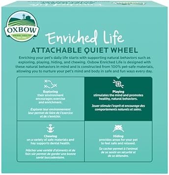 Oxbow Enriched Life Small Animal Accessories - Exercise Wheel For Dwarf Hamsters & Mice - Attachable Quiet Wheel (7 Inch)