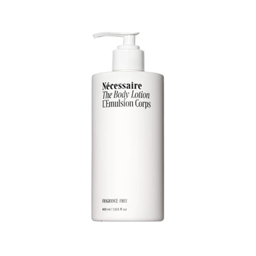 Nécessaire The Body Lotion Fragrance-Free. Firming Body Lotion For Women & Men. 48 Hour Moisture. 5 Peptides, 2.5% Niacinamide, Vitamin C/E + Omega 6/9. Non-Comedogenic. 13.5 Fl Oz