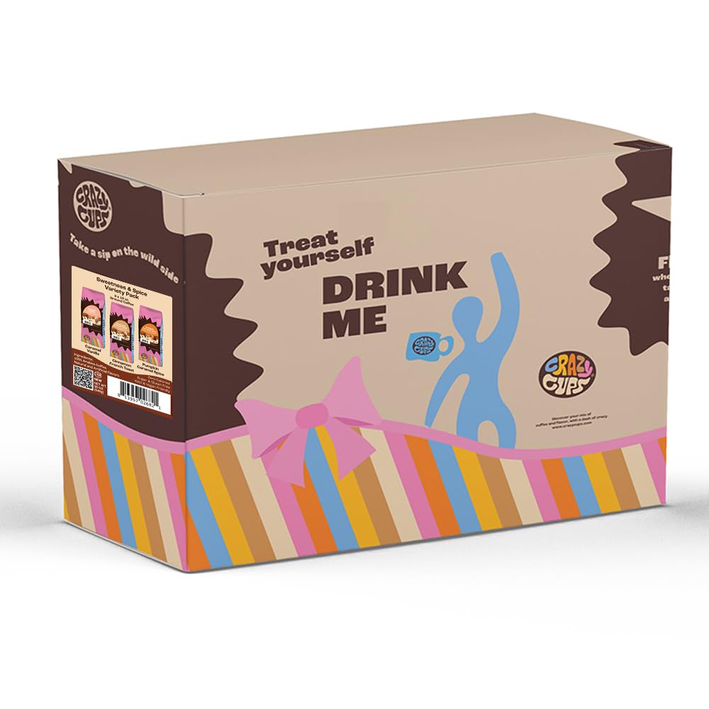 Crazy Cups Flavored Ground Coffee Variety Pack, Includes Cinnamon French Toast, Caramel Vanilla, Pumpkin Caramel Spice, In 10 Oz Bags, For Brewing Flavored Hot Or Iced Coffee, Variety 3 Pack