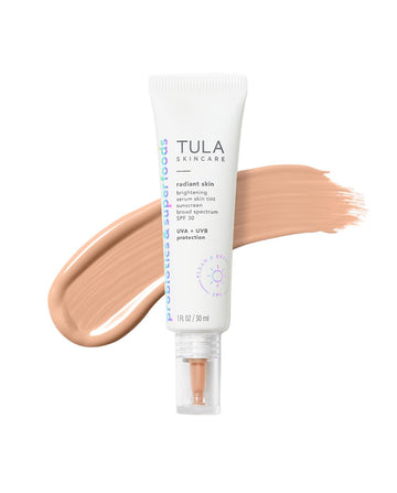 Tula Skin Care Radiant Skin Brightening Serum Skin Tint Spf-Facial Sunscreen Provides Broad Spectrum Spf 30 Protection, Tinted, Serum-Light Formula Brightens And Evens Skin-Shade 08, 1.0 Fl Oz