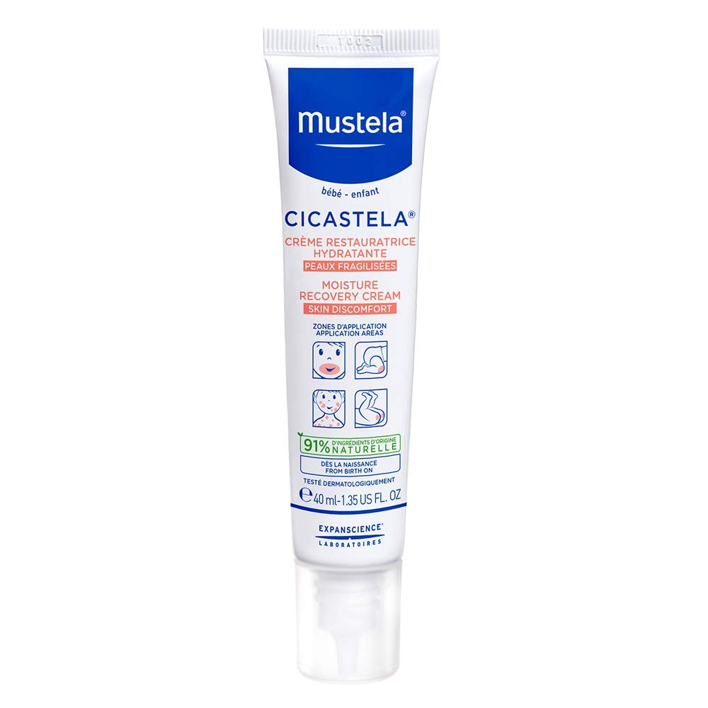 Mustela Cicastela Moisture Recovery Cream - Multipurpose Baby Ointment For Skin Discomfort - With Natural Avocado & Hyaluronic Acid - Fragrance-Free - 1.35 Fl. Oz