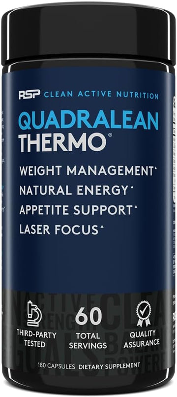 Rsp Nutrition Quadralean Thermogenic Fat Burner For Men & Women, Weight Loss Supplement, Crash-Free Energy, Metabolism Booster & Appetite Suppressant, Diet Pills, 60 Serv (Packaging May Vary)