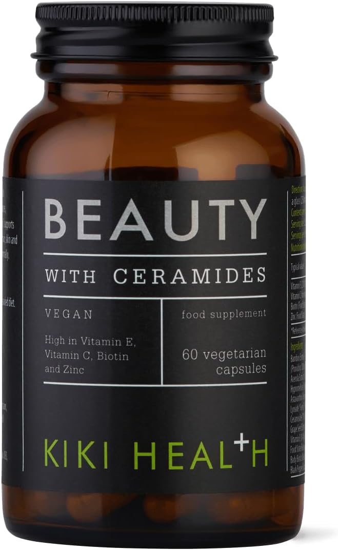 Kiki Health - Beauty Capsules With Plant-Based Ceramides - High In Vitamin C, Vitamin E, Biotin And Zinc - For Maintenance Of Normal Hair And Skin - 60 Vegetarian Capsules