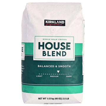 Kirkland Signature Balanced and Smooth House Blend Whole Bean Coffee, Medium Roast - 40 Ounce