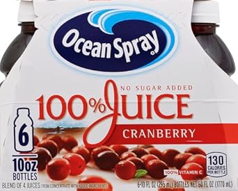 Ocean Spray® 100% Juice Cranberry Juice Blend, 10 Fl Oz, 6 Count (Pack Of 1)