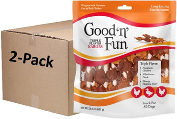 Good'N'Fun Triple Flavored Rawhide Kabobs For Dogs, 24 Oz, 36 Count, 2 Pack