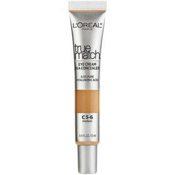 L’Oréal Paris True Match Eye Cream In A Concealer, 0.5% Hyaluronic Acid, Medium C5-6, 0.4 Fl. Oz