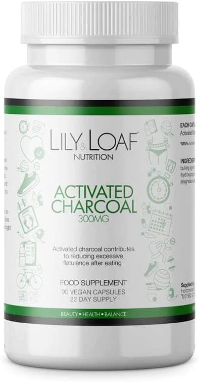 Activated Charcoal Gluten Free - Binds Digestive Waste And Reduces Gas - 22-Day Supply - 90 Vegan Capsules