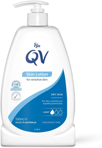 Qv Skin Lotion 500Ml, 24 Hour Moisturisation Light Body Lotion, Ph Balanced, Suitable For Eczema And Dry Skin Conditions