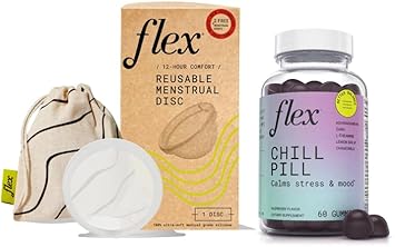 Flex Reusable Disc - Reusable Menstrual Disc + Chill Pill Natural Gummies For Relaxation (Bundle)