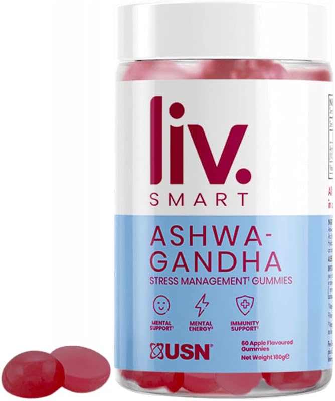 Usn Liv.Smart By Usn Ashwagandha Gummies - 60 Delicious Apple Flavoured Stress Management Gummies With Added Vitamin B6 - For Mental Support, Mental Energy And Immunity Support