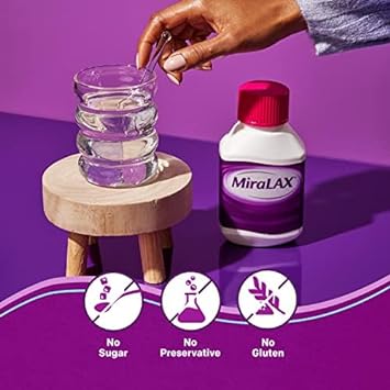 MiraLAX Gentle Constipation Relief Laxative Powder, Stool Softener with PEG 3350, No Harsh Side Effects, Single Dose Mix-In Pax with Mixing Stirrers, Travel Pack, 10 Dose : Health & Household