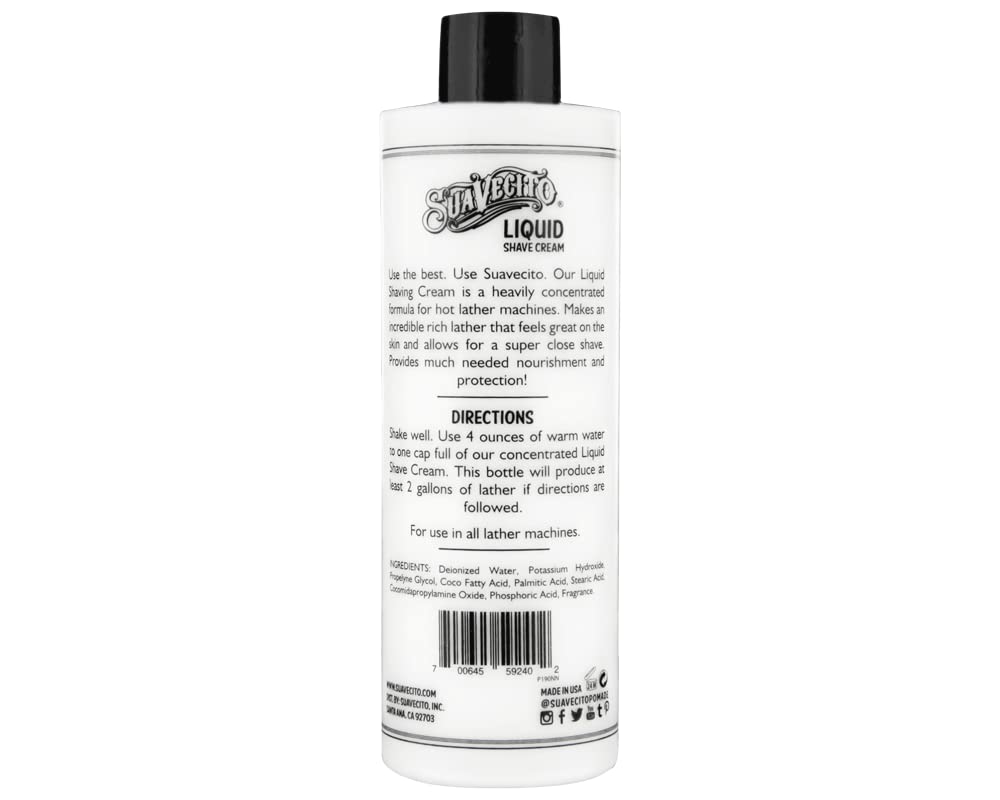 Suavecito Liquid Shave Cream 8 Oz. Men'S Shaving Professional Product For Machine Use Only