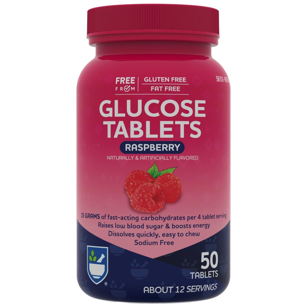 Rite Aid Glucose Tablets, Raspberry, 50 Count | Blood Sugar Support Supplements