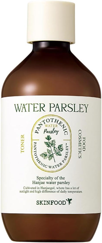 SKINFOOD Pantothenic Water Parsley Toner, 3.8 fl.oz (115ml), AC/Blemish Prone Skin Toner, Sebum & Oil & Pore Care, Low PH Skincare