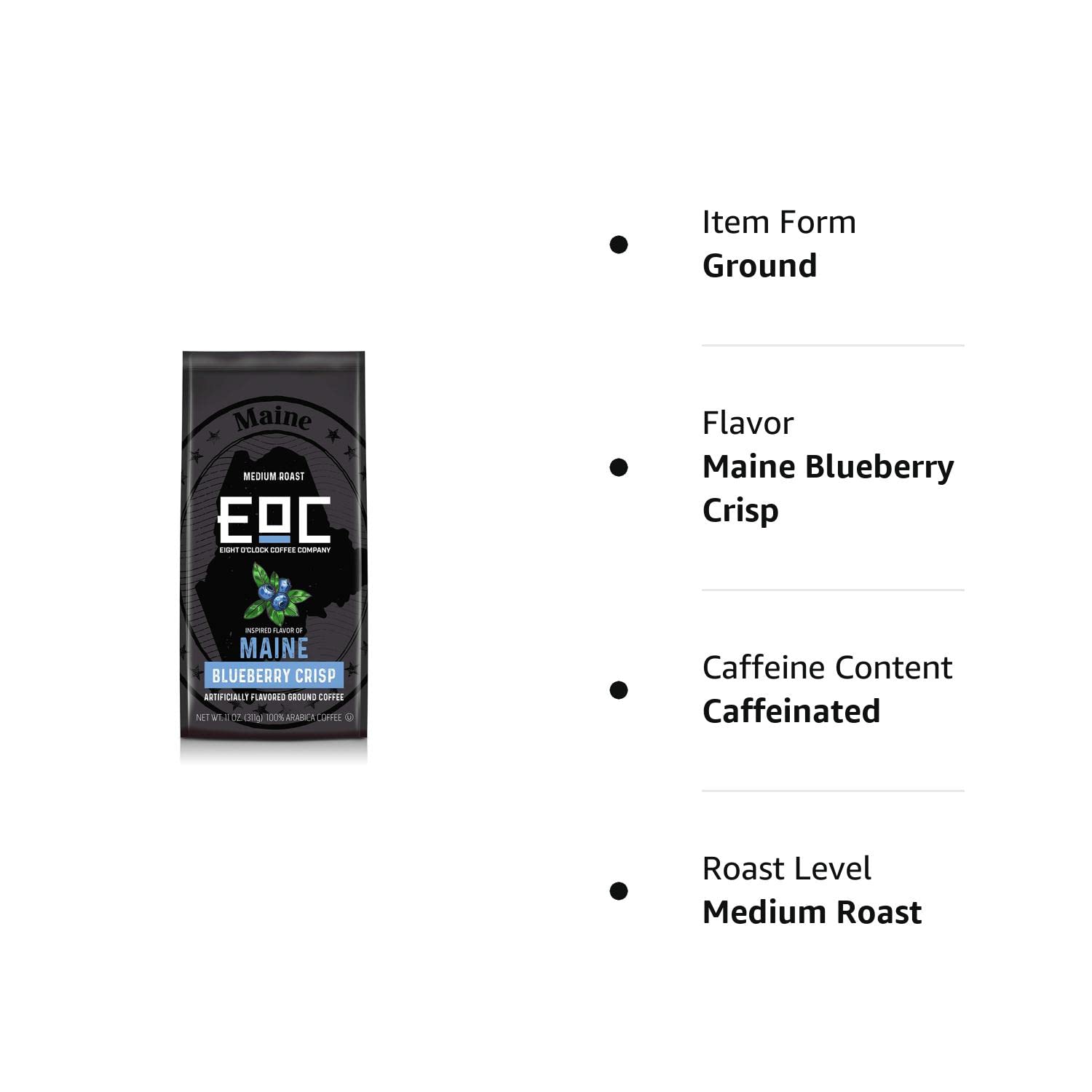 Eight O'Clock Coffee Flavors of America Maine Blueberry Crisp, 11 Ounce, Ground Coffee, 100% Arabica, Kosher Certified : Grocery & Gourmet Food