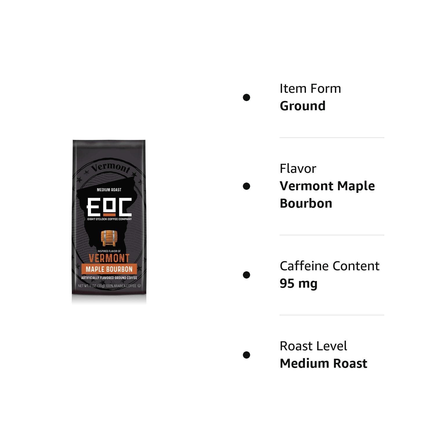 Eight O'Clock Coffee Flavors of America Vermont Maple Bourbon, 11-Ounce, Ground Coffee, Robust Maple, Caramel & Bourbon : Grocery & Gourmet Food