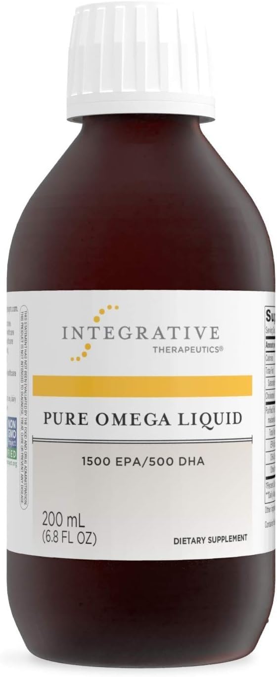 Integrative Therapeutics Pure Omega Liquid - Fish Oil Supplement With Epa & Dha - Omega-3 Fish Oil Supplement Without Fishy Burp Back - 6.8 Fl Oz, Lemon Flavor