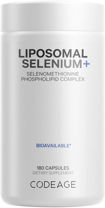 Codeage Selenium 200 Mcg Supplement, 6-Month Supply, Immune Support, Mineral Cofactor Selenomethionine, Phospholipids, Vegan, Liposomal Delivery, 180 Capsules