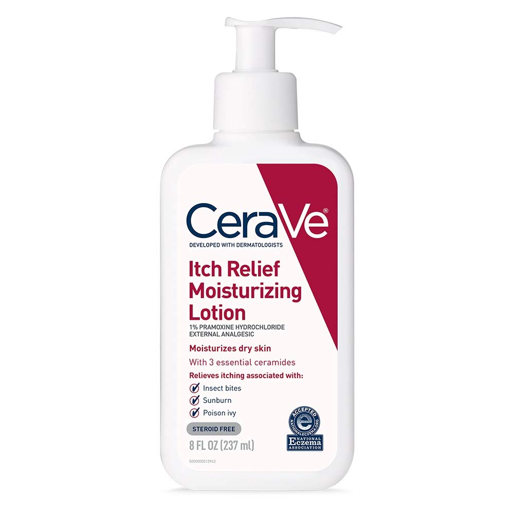 Cerave Anti Itch Moisturizing Lotion With Pramoxine Hydrochloride | Relieves Itch With Minor Skin Irritations, Sunburn Relief, Bug Bites | 8 Ounce